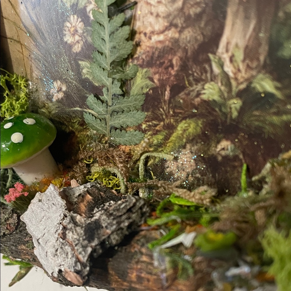 Enchanted Mushroom Wall Decor Green Accent handcrafted border moss Forest nature - Picture 15 of 16